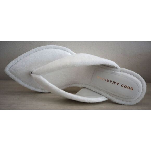 Good American Women's Sz 8.5 White Terry Cinder F*cking-Rella Wedge Sandals - Picture 5 of 7